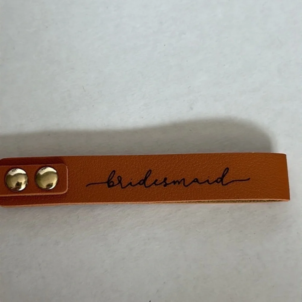 BRIDESMAID leather like WRIST STRAP KEYCHAIN